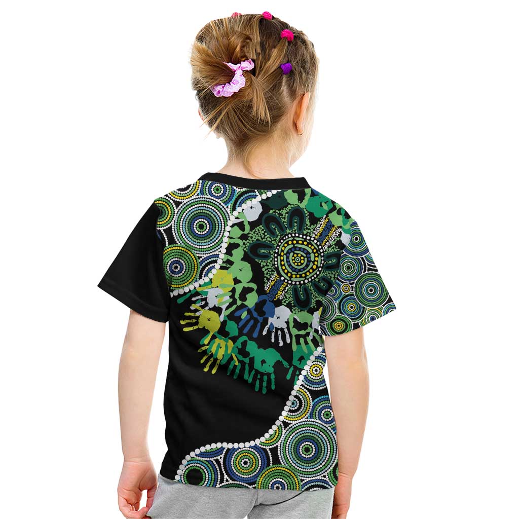 Honouring 50 Year Of NAIDOC Kid T Shirt Honouring The Next Generation Green Aboriginal Art