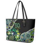 Honouring 50 Year Of NAIDOC Leather Tote Bag Honouring The Next Generation Green Aboriginal Art