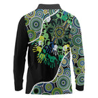 Honouring 50 Year Of NAIDOC Long Sleeve Polo Shirt Honouring The Next Generation Green Aboriginal Art