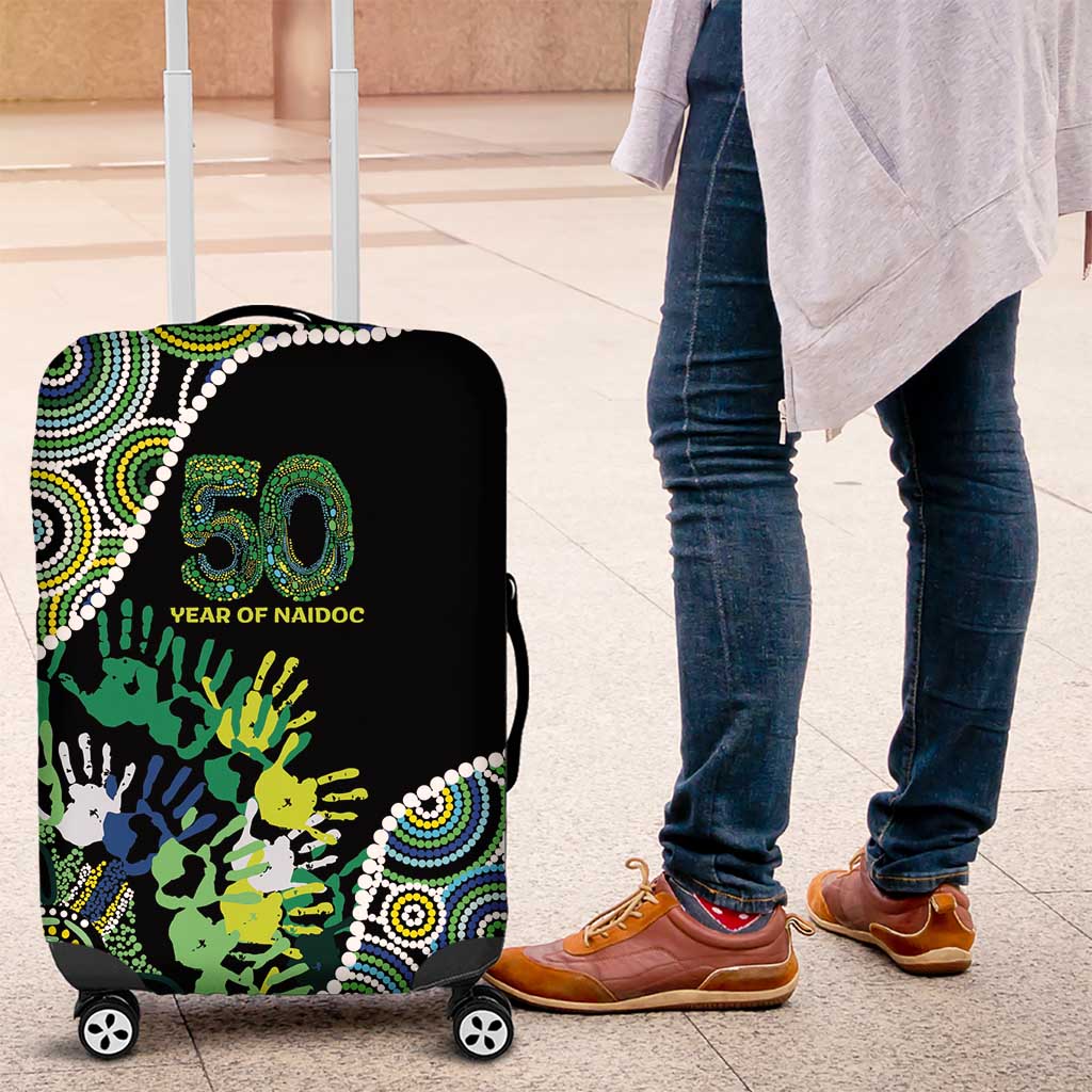 Honouring 50 Year Of NAIDOC Luggage Cover Honouring The Next Generation Green Aboriginal Art