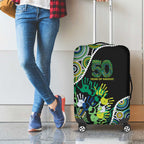 Honouring 50 Year Of NAIDOC Luggage Cover Honouring The Next Generation Green Aboriginal Art