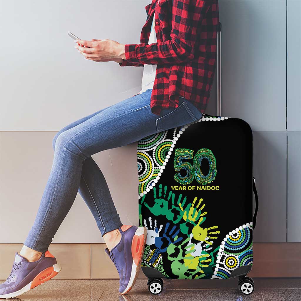 Honouring 50 Year Of NAIDOC Luggage Cover Honouring The Next Generation Green Aboriginal Art