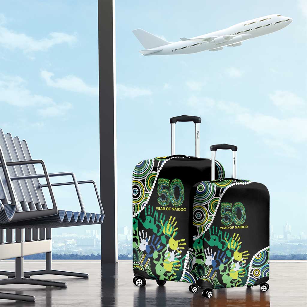 Honouring 50 Year Of NAIDOC Luggage Cover Honouring The Next Generation Green Aboriginal Art