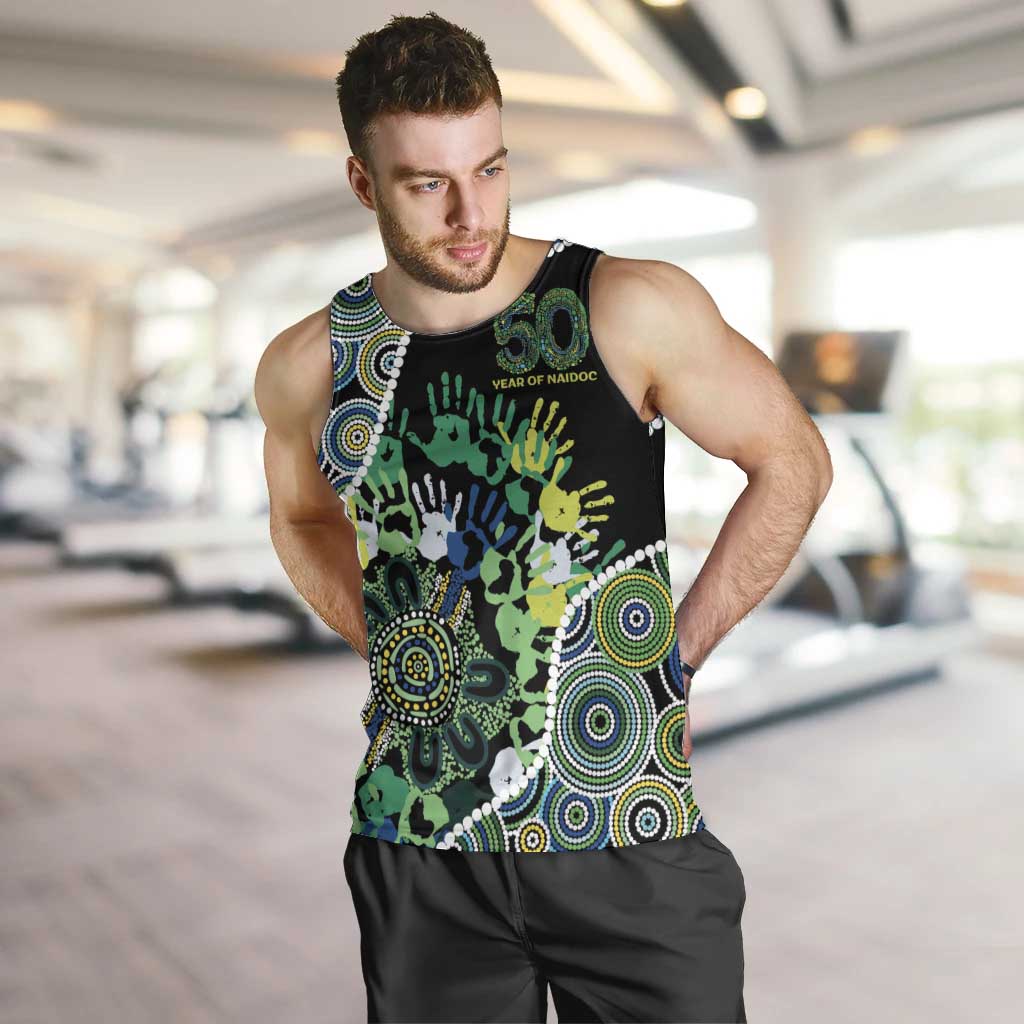 Honouring 50 Year Of NAIDOC Men Tank Top Honouring The Next Generation Green Aboriginal Art