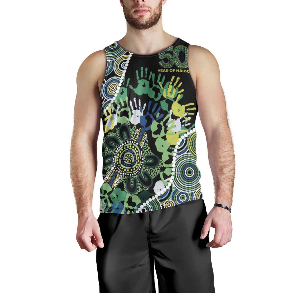 Honouring 50 Year Of NAIDOC Men Tank Top Honouring The Next Generation Green Aboriginal Art