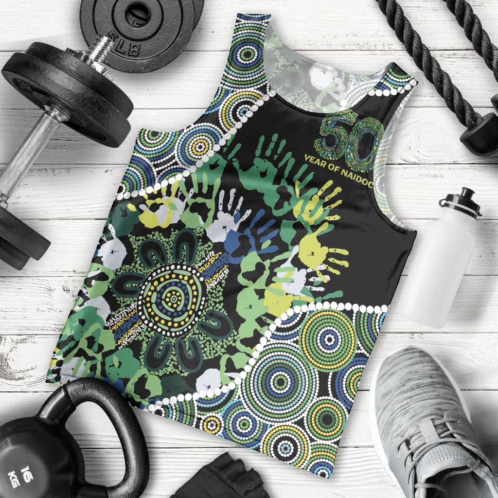 Honouring 50 Year Of NAIDOC Men Tank Top Honouring The Next Generation Green Aboriginal Art