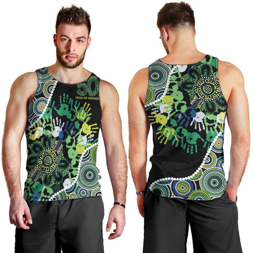 Honouring 50 Year Of NAIDOC Men Tank Top Honouring The Next Generation Green Aboriginal Art