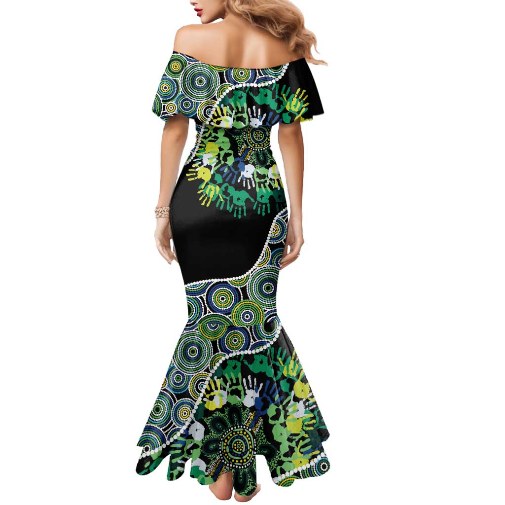 Honouring 50 Year Of NAIDOC Mermaid Dress Honouring The Next Generation Green Aboriginal Art