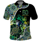 Honouring 50 Year Of NAIDOC Polo Shirt Honouring The Next Generation Green Aboriginal Art