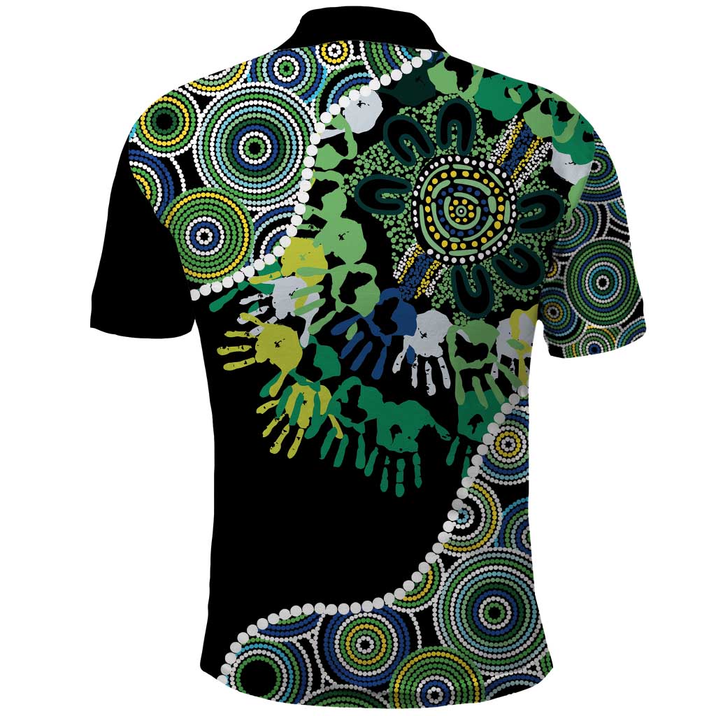 Honouring 50 Year Of NAIDOC Polo Shirt Honouring The Next Generation Green Aboriginal Art
