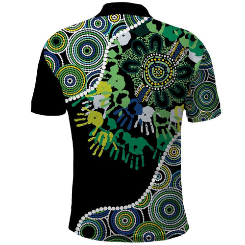 Honouring 50 Year Of NAIDOC Polo Shirt Honouring The Next Generation Green Aboriginal Art