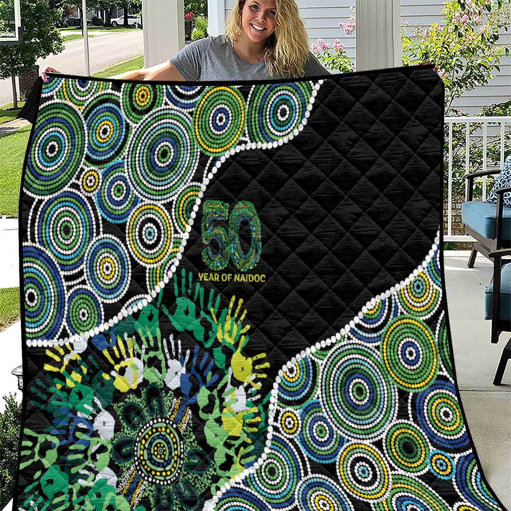 Honouring 50 Year Of NAIDOC Quilt Honouring The Next Generation Green Aboriginal Art