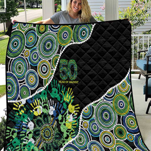 Honouring 50 Year Of NAIDOC Quilt Honouring The Next Generation Green Aboriginal Art