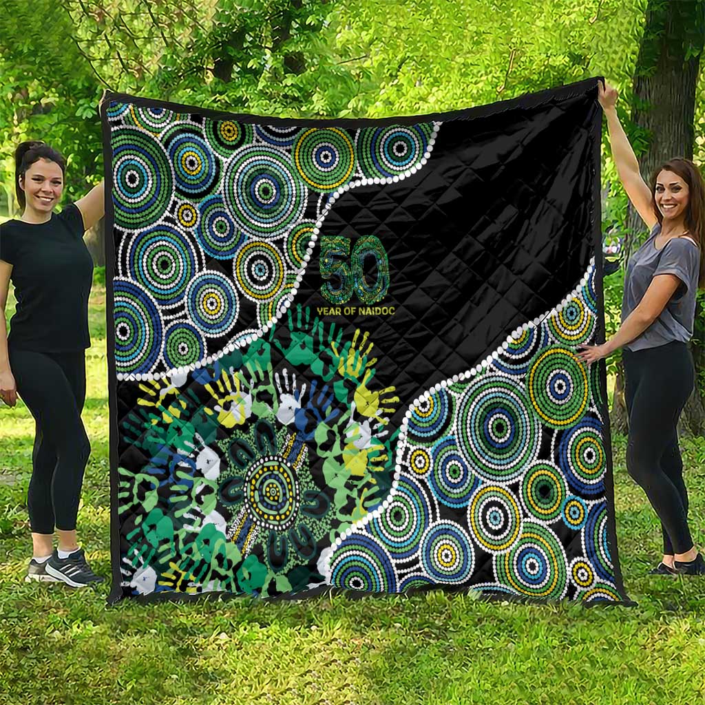 Honouring 50 Year Of NAIDOC Quilt Honouring The Next Generation Green Aboriginal Art