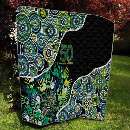 Honouring 50 Year Of NAIDOC Quilt Honouring The Next Generation Green Aboriginal Art