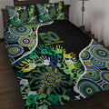 Honouring 50 Year Of NAIDOC Quilt Bed Set Honouring The Next Generation Green Aboriginal Art