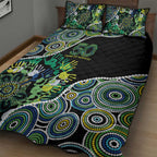 Honouring 50 Year Of NAIDOC Quilt Bed Set Honouring The Next Generation Green Aboriginal Art