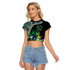 Honouring 50 Year Of NAIDOC Raglan Cropped T Shirt Honouring The Next Generation Green Aboriginal Art