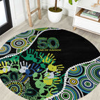 Honouring 50 Year Of NAIDOC Round Carpet Honouring The Next Generation Green Aboriginal Art