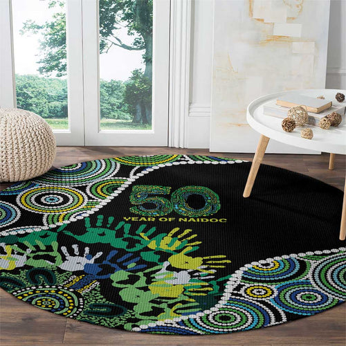 Honouring 50 Year Of NAIDOC Round Carpet Honouring The Next Generation Green Aboriginal Art