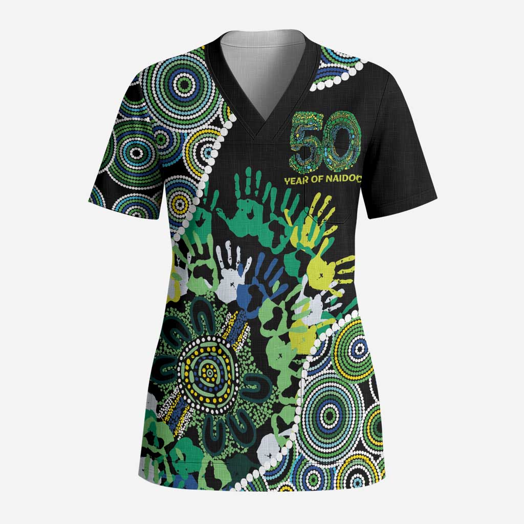 Honouring 50 Year Of NAIDOC Scrub Top Honouring The Next Generation Green Aboriginal Art - Aussie Hoodie