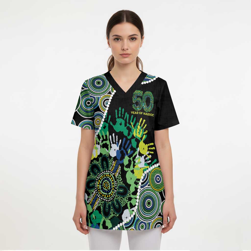 Honouring 50 Year Of NAIDOC Scrub Top Honouring The Next Generation Green Aboriginal Art - Aussie Hoodie