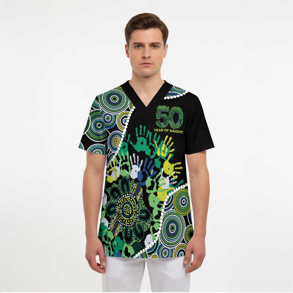 Honouring 50 Year Of NAIDOC Scrub Top Honouring The Next Generation Green Aboriginal Art - Aussie Hoodie