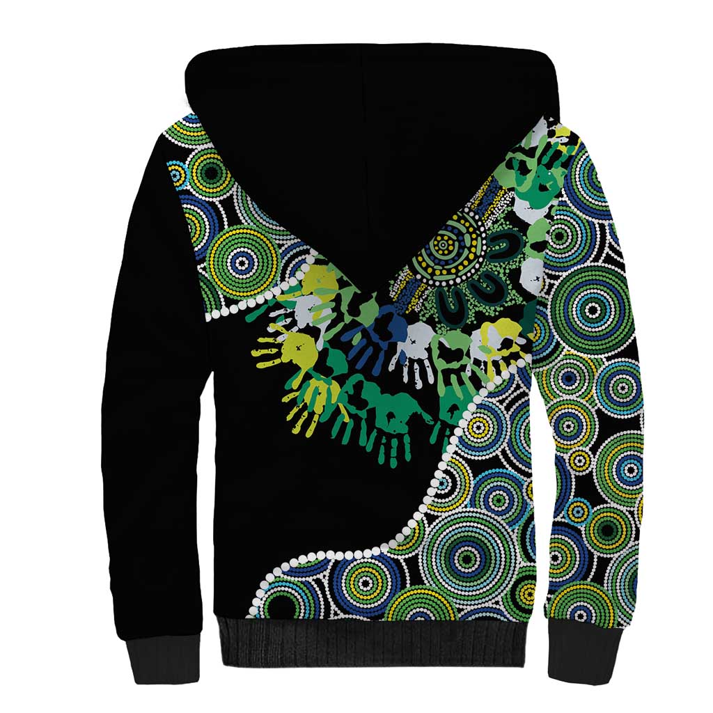 Honouring 50 Year Of NAIDOC Sherpa Hoodie Honouring The Next Generation Green Aboriginal Art