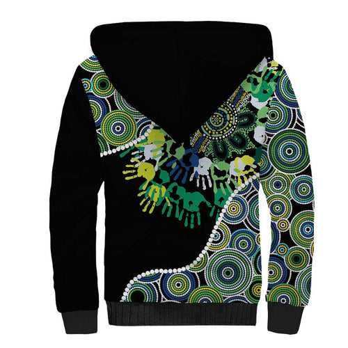 Honouring 50 Year Of NAIDOC Sherpa Hoodie Honouring The Next Generation Green Aboriginal Art