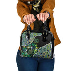 Honouring 50 Year Of NAIDOC Shoulder Handbag Honouring The Next Generation Green Aboriginal Art