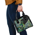 Honouring 50 Year Of NAIDOC Shoulder Handbag Honouring The Next Generation Green Aboriginal Art