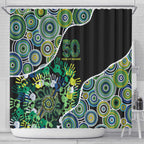 Honouring 50 Year Of NAIDOC Shower Curtain Honouring The Next Generation Green Aboriginal Art