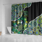 Honouring 50 Year Of NAIDOC Shower Curtain Honouring The Next Generation Green Aboriginal Art