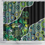 Honouring 50 Year Of NAIDOC Shower Curtain Honouring The Next Generation Green Aboriginal Art