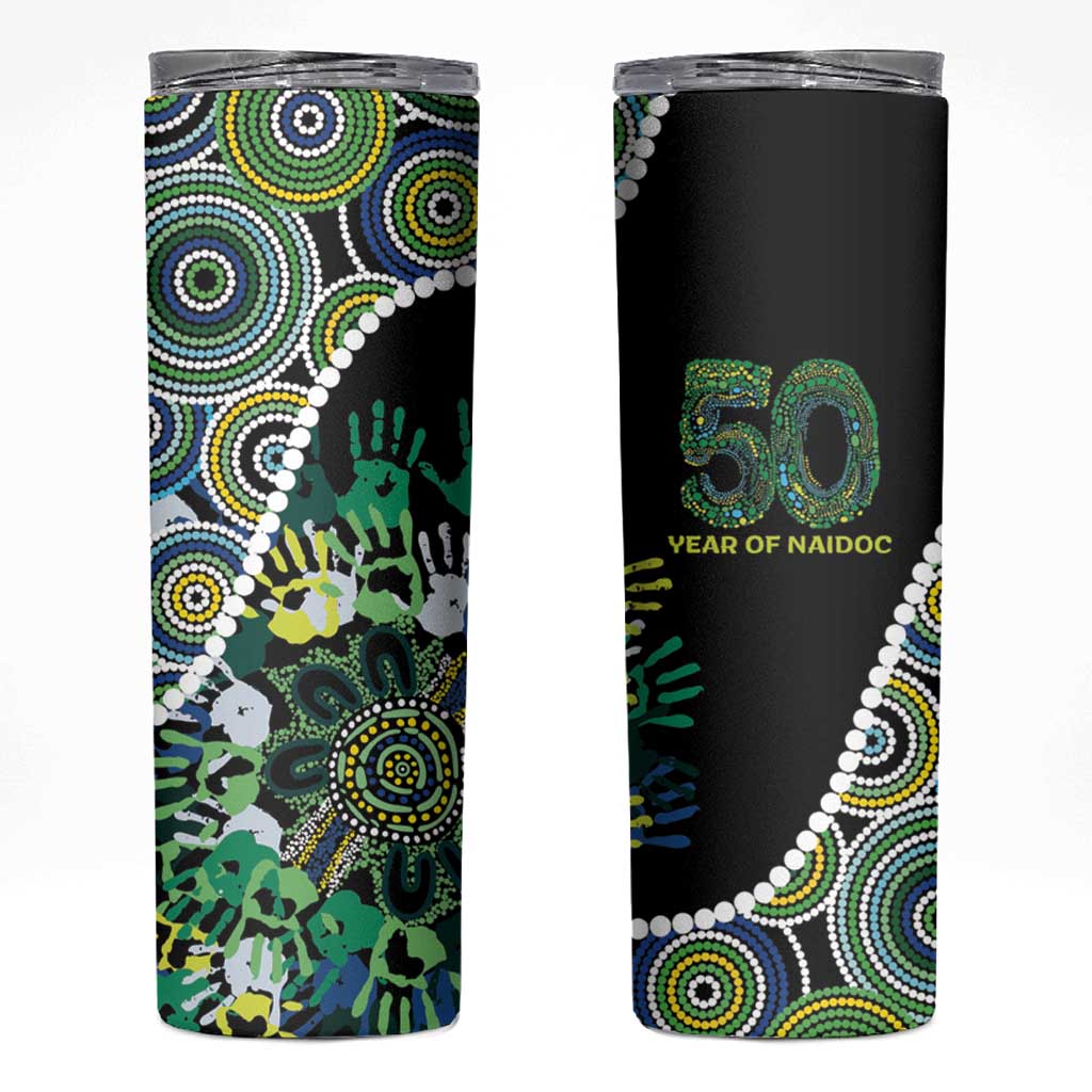 Honouring 50 Year Of NAIDOC Skinny Tumbler Honouring The Next Generation Green Aboriginal Art