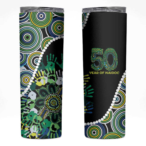 Honouring 50 Year Of NAIDOC Skinny Tumbler Honouring The Next Generation Green Aboriginal Art