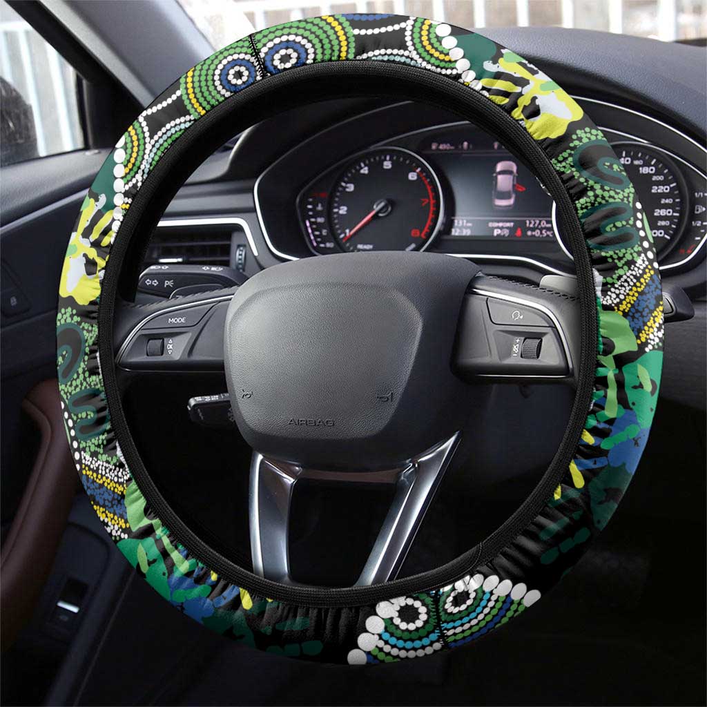 Honouring 50 Year Of NAIDOC Steering Wheel Cover Honouring The Next Generation Green Aboriginal Art