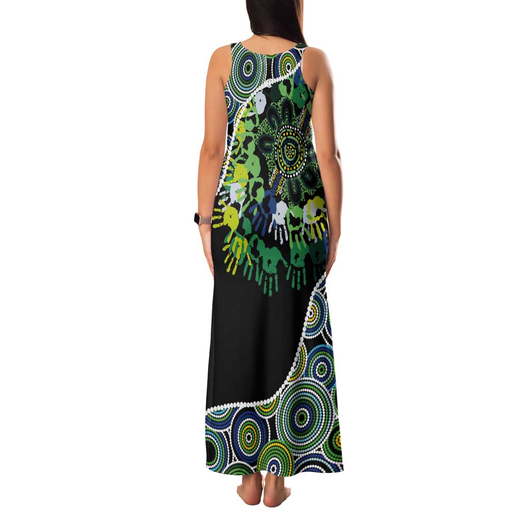 Honouring 50 Year Of NAIDOC Tank Maxi Dress Honouring The Next Generation Green Aboriginal Art