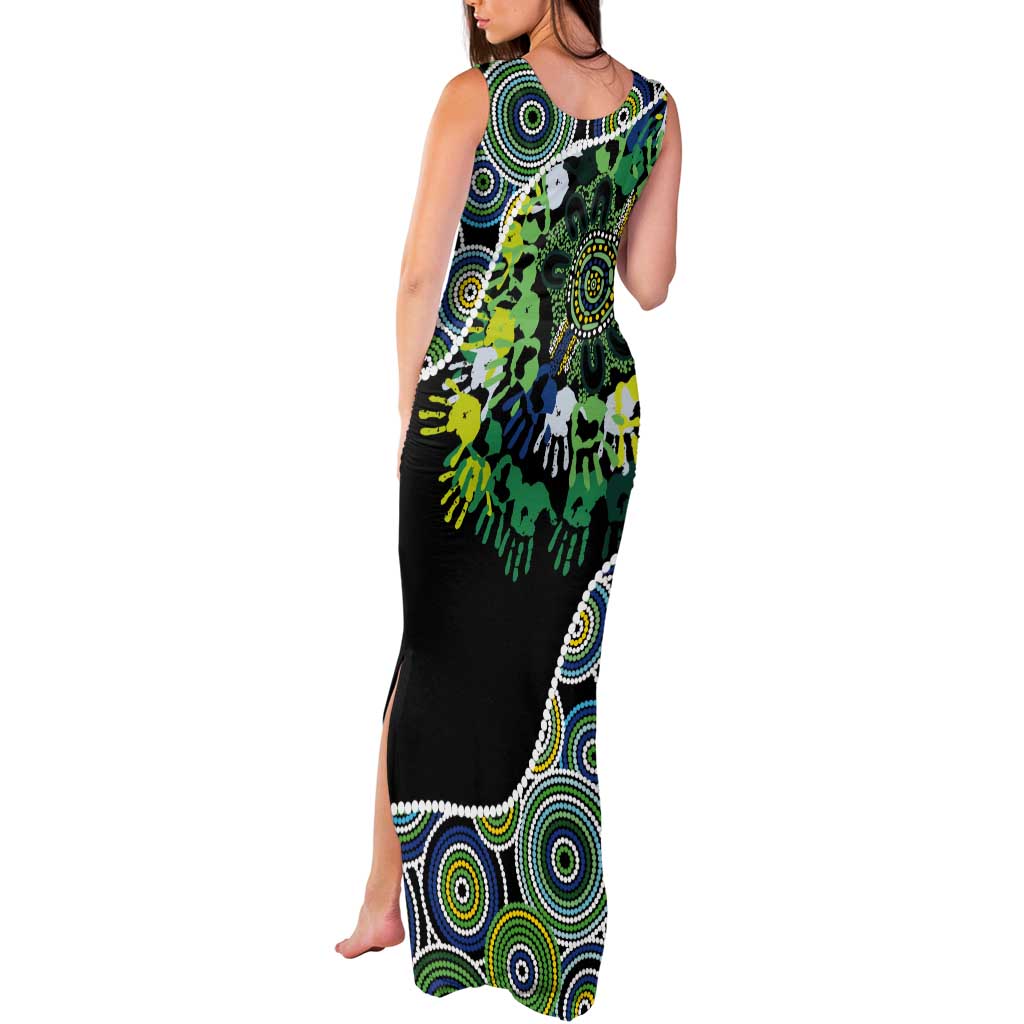 Honouring 50 Year Of NAIDOC Tank Maxi Dress Honouring The Next Generation Green Aboriginal Art