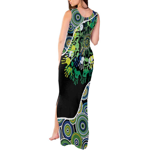Honouring 50 Year Of NAIDOC Tank Maxi Dress Honouring The Next Generation Green Aboriginal Art