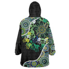 Honouring 50 Year Of NAIDOC Wearable Blanket Hoodie Honouring The Next Generation Green Aboriginal Art