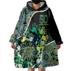 Honouring 50 Year Of NAIDOC Wearable Blanket Hoodie Honouring The Next Generation Green Aboriginal Art