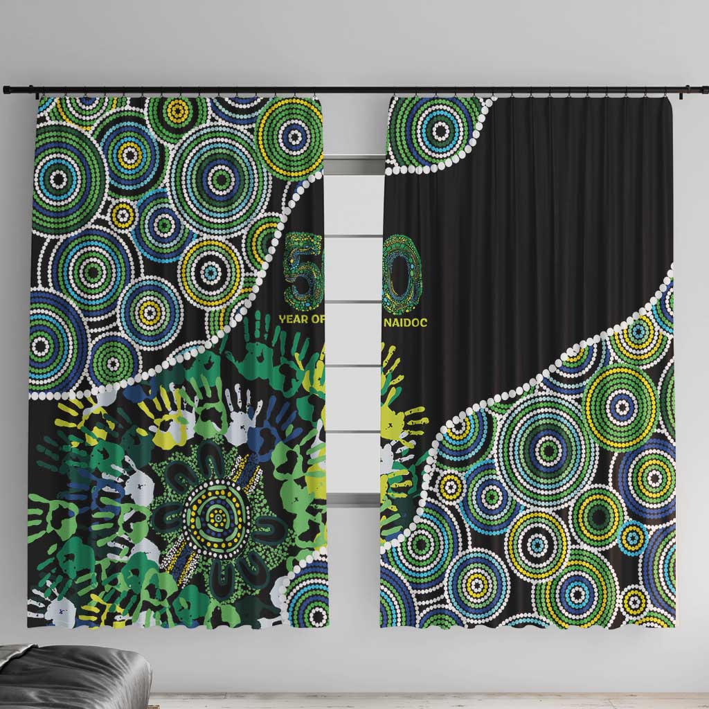 Honouring 50 Year Of NAIDOC Window Curtain Honouring The Next Generation Green Aboriginal Art
