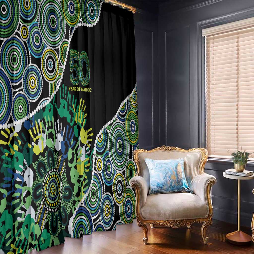 Honouring 50 Year Of NAIDOC Window Curtain Honouring The Next Generation Green Aboriginal Art
