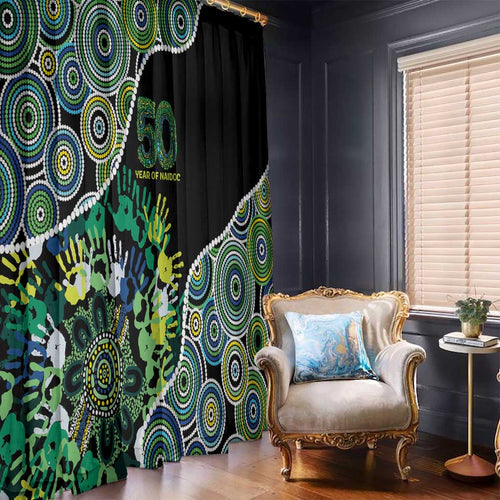 Honouring 50 Year Of NAIDOC Window Curtain Honouring The Next Generation Green Aboriginal Art