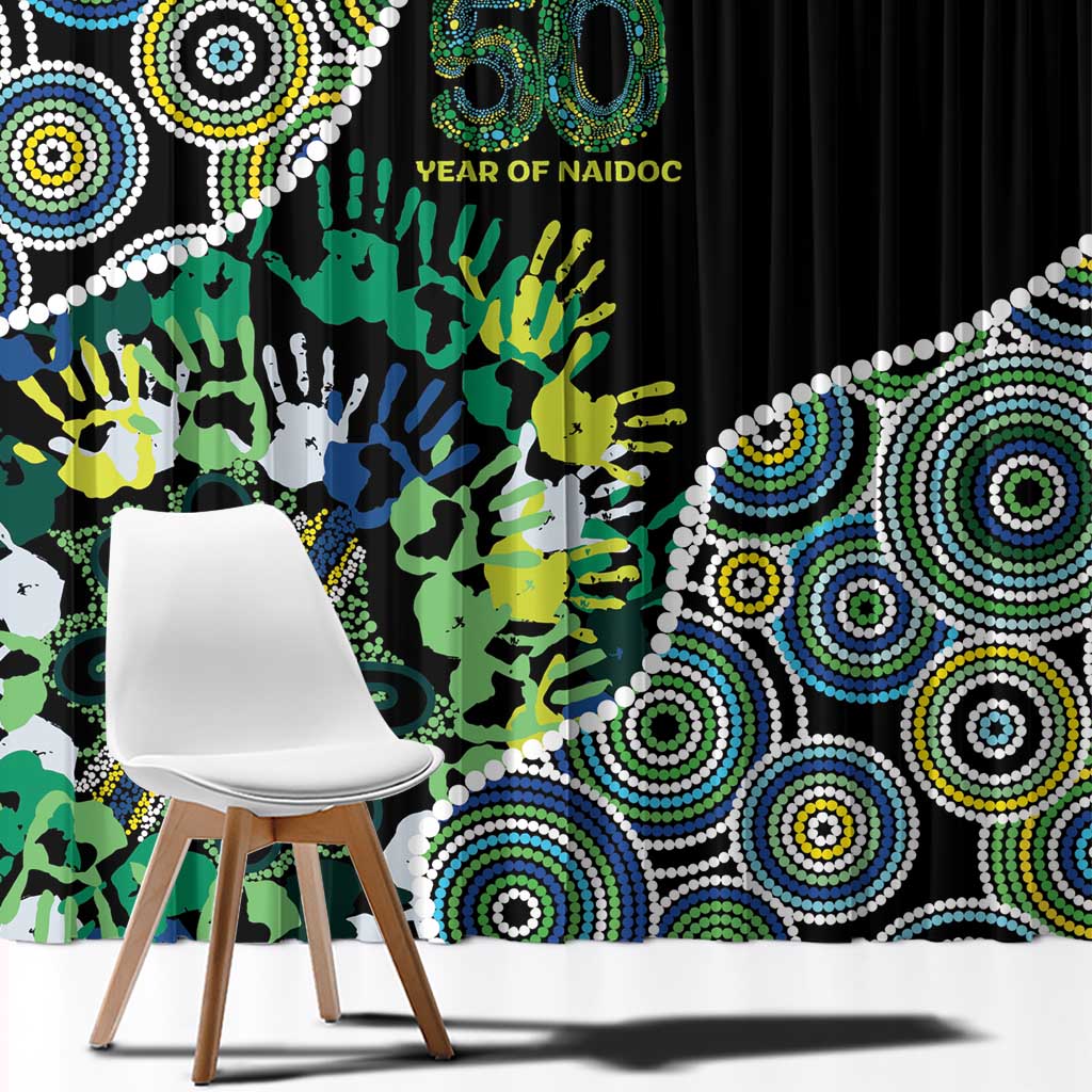 Honouring 50 Year Of NAIDOC Window Curtain Honouring The Next Generation Green Aboriginal Art