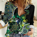 Honouring 50 Year Of NAIDOC Women Casual Shirt Honouring The Next Generation Green Aboriginal Art