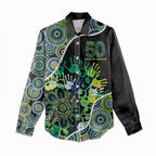 Honouring 50 Year Of NAIDOC Women Casual Shirt Honouring The Next Generation Green Aboriginal Art