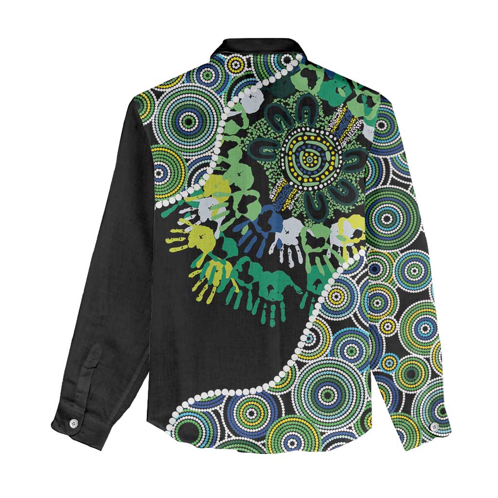 Honouring 50 Year Of NAIDOC Women Casual Shirt Honouring The Next Generation Green Aboriginal Art
