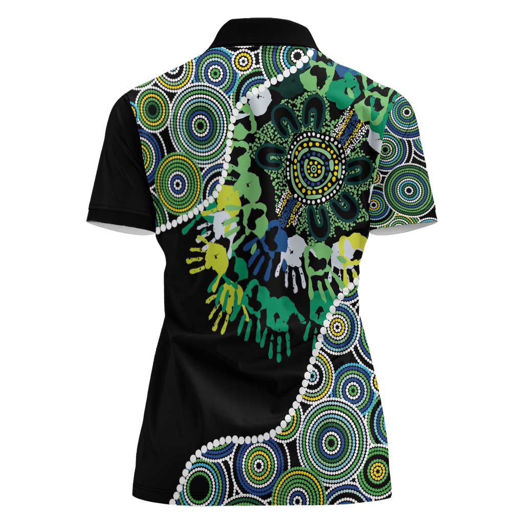 Honouring 50 Year Of NAIDOC Women Polo Shirt Honouring The Next Generation Green Aboriginal Art